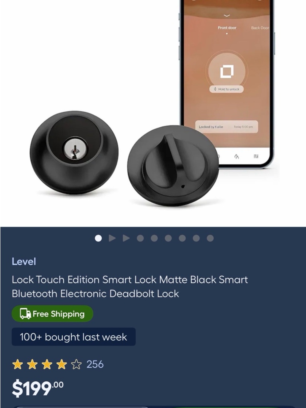 Level Lock Touch Edition Smart Lock Matte Black Smart - Picture 2 of 5